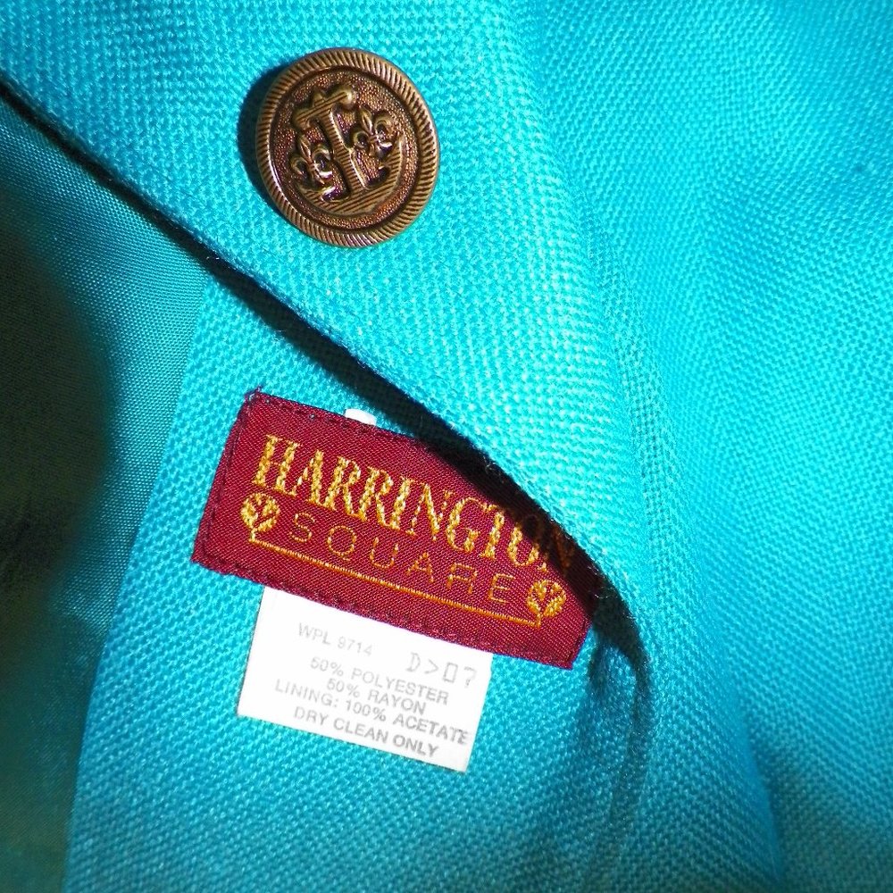 VTG Harrington Square 2PC Blue Skirt Jacket Suit - Picture 6 of 9